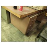 TWO DESKS, DRAFTING TABLE, BUTCHER BLOCK
