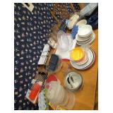 MISC KITCHENWARE ON TABLE