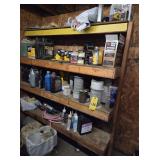 OILS, FILTERS, MISC ON SHELVES & IN CORNER