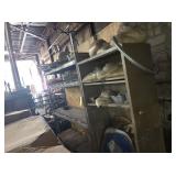 SHELF & MISC CONTENTS & CABINET AGAINST WALL