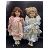 2 Stand Up Porcelain Dolls