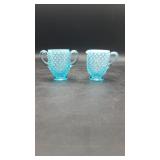 Vtg Fenton Blue Opalescent Hobnail Glass