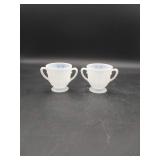 2 Milk Glass Opalescent Creamers