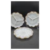 3 Milk Glass Serving Trays