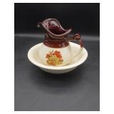 McCoy Pitcher/Wash Basin Harvest Fruit /Nut Design