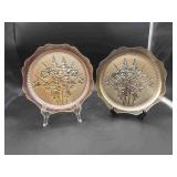 2 Vtg Jeanette Iris & Herringbone Iridescent Glass