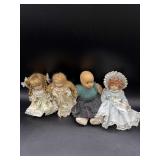 4 Vintage Porcelain Baby Dolls