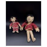 2 Vtg Oriental Fabric Dolls