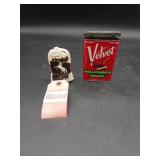 Vtg Velvet Pipe & Cigarette Tobacco Tin & R. J.