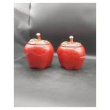 2 Ceramic Apple Shaped Cookie Jars