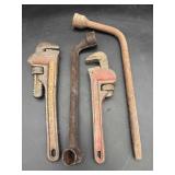 2 Small Pipe Wrenches & Misc