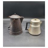 1 Enamel Coffee/Tea Pot & 1 Aluminum Coffee Pot