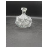 Vtg Art Glass Teal Rose Carafe Decanter