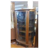 Vtg Curio Cabinet with Rounded Glass Sides
