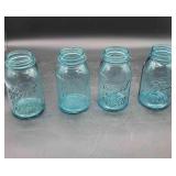4 Blue Mason Quart Jars