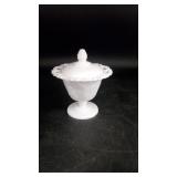 Grape Pattern Milk Glass Compote w/Lid