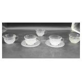 Clear Glass Cups & Saucers