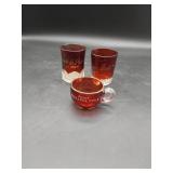3 Ruby Red Cut Glass Items