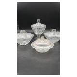 4 Clear Candy Dishes with Lids