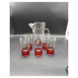 Vtg Clear Glass/Red Bottom Martini Cocktail