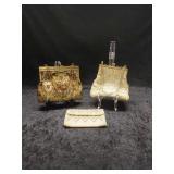 2 Vtg Beaded Evening Purses & 1 Tapestry Purse