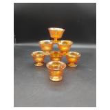 7 Vtg Federal Normandie Marigold Carnival Glass