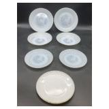 16 Vtg Milk Glass Floral Salad Plates