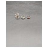3 Silver Rings (all marked 925)