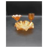 3 Vtg  Marigold Carnival Glass Items