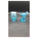 Vtg Fenton Blue Opalescent Hobnail Glass
