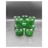 5 Green 6 1/2" Vases
