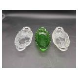 3 Glass Relish Dishes Pear Designs