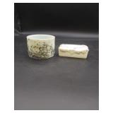 Milk Glass Cigarette Holder & Milk Glass Dish