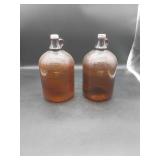 2 Vtg Amber 1 Gallon Fleecy White Jugs