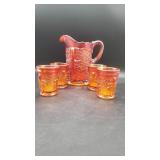 Mosser Maple Leaf Amberina Carnival Glass
