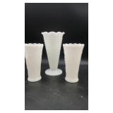 3 Milk Glass Vases