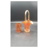 Vtg Imperial Iridescent Marigold Carnival Basket &