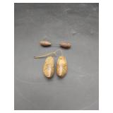 Vtg Wood Hat Pin & Wood Miniature Clogs