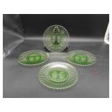 4 Green Glass Plates