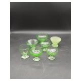 7 Green Glass Dessert Cups