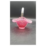 Fenton Pink Hobnail Basket