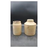 Vtg 1 Gallon Stoneware Jar & 8" Stoneware Crock