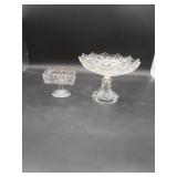Pressed Glass Footed Fruit Bowl & Candy Dish