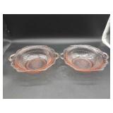 2 Vtg Pink Depression Glass 2 Handle Bowl