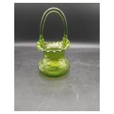 Grren Kanawha Glass Grape Leaf Basket