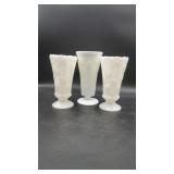 3 Grape Pattern Milk Glass Vases