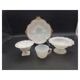 4 Pc  Misc Milk Glass