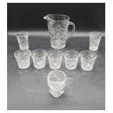 Clear Oatmeal Glass Pitcher with 4 Glasses