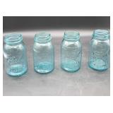 4 Blue Mason Quart Jars