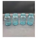 4 Blue Mason Quart Jars